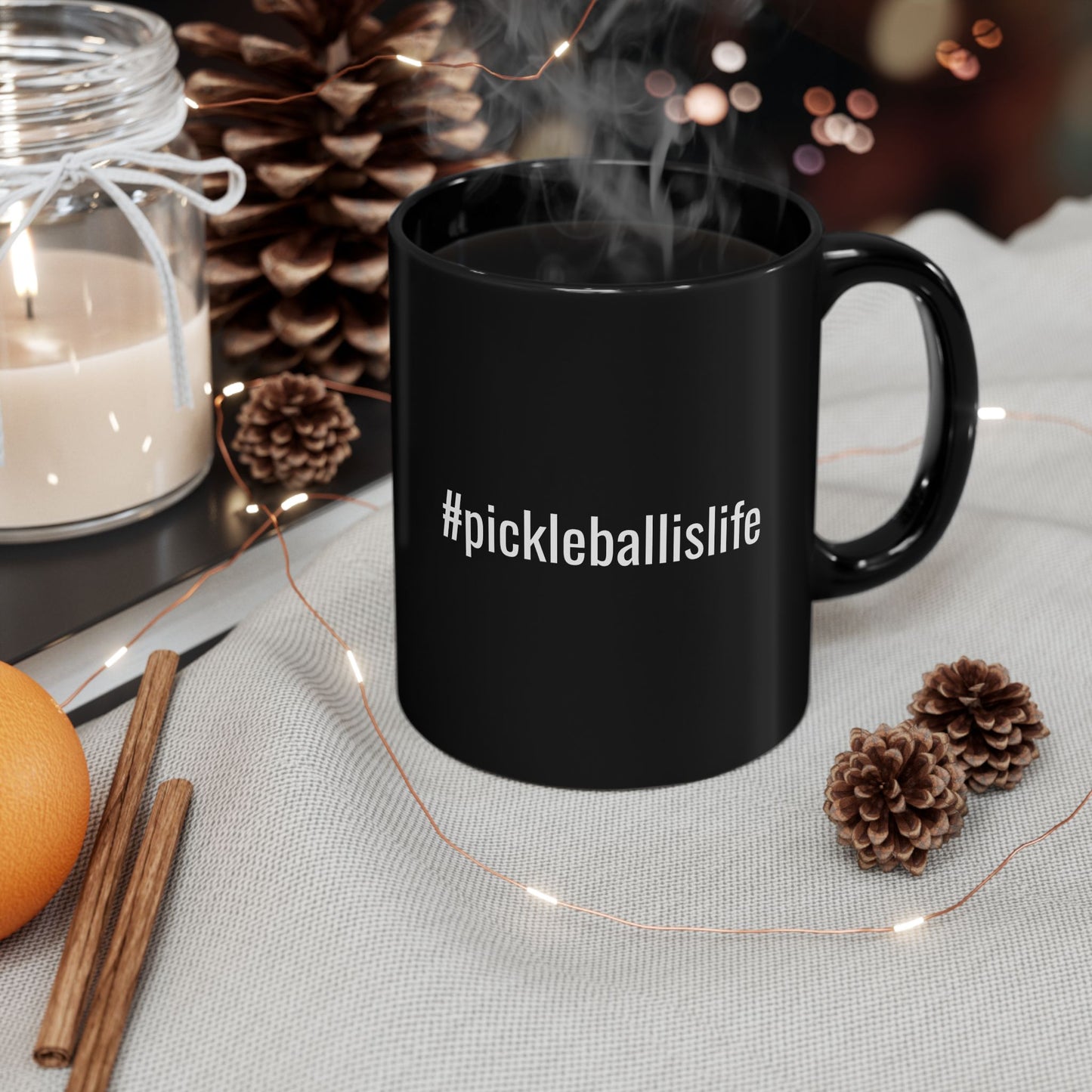 #pickleballislife Black Mug - Perfect Gift for Pickleball Enthusiasts | 11oz & 15oz Options