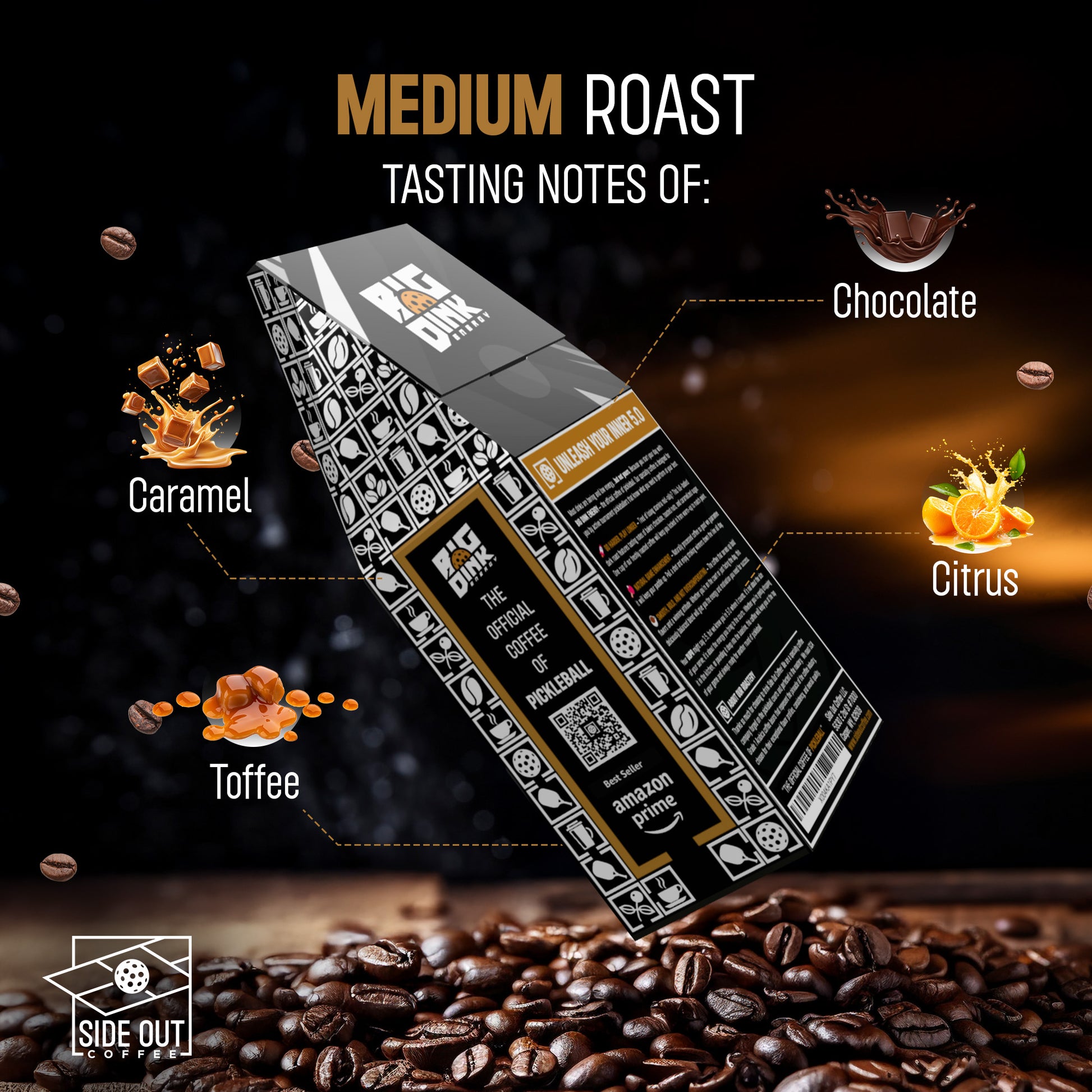 Big Dink Energy medium roast coffee - Official coffee of pickleball Premium Big Dink Energy coffee beans - Medium roast for pickleball lovers Side Out Coffee Big Dink Energy - Pickleball inspired medium roast coffee 12oz box of Big Dink Energy coffee - Me