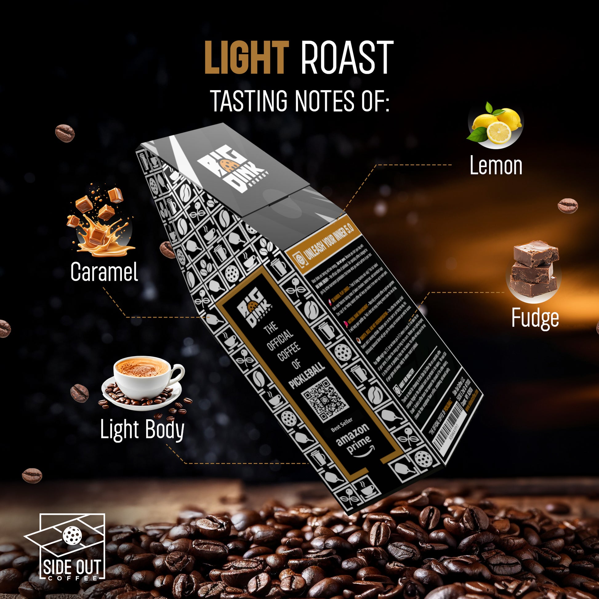 Big Dink Energy light roast coffee - Official coffee of pickleball Side Out Coffee Big Dink Energy - Smooth light roast for pickleball fans 12oz box of Big Dink Energy light roast coffee - Perfect for pickleball lovers Light roast coffee - Big Dink Energy