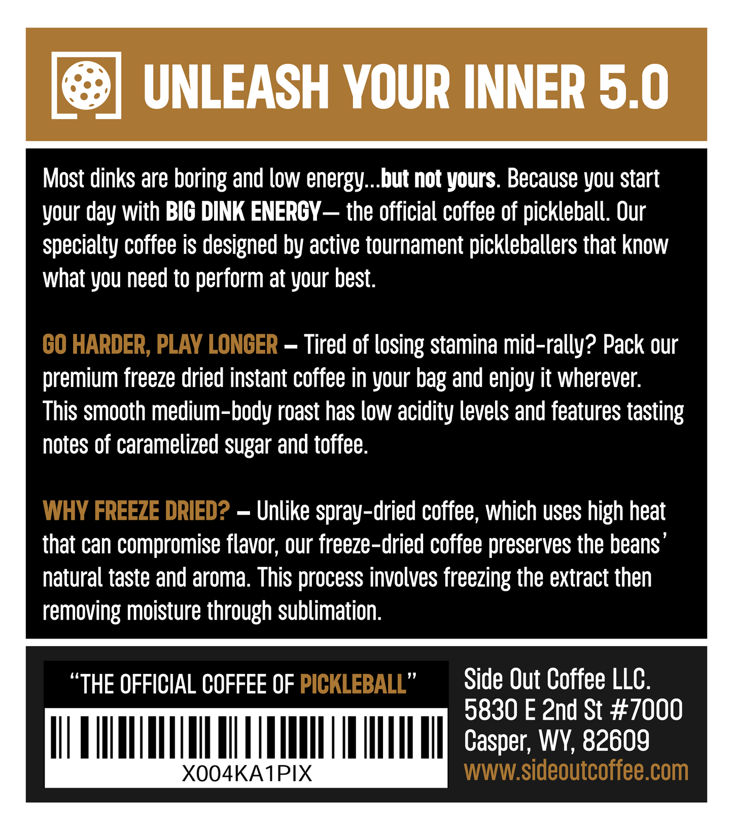 Big Dink Energy - Freeze Dried Instant Coffee - The Official Coffee of Pickleball - 6 Packets