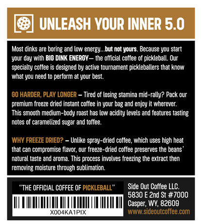 Big Dink Energy - Freeze Dried Instant Coffee - The Official Coffee of Pickleball - 6 Packets