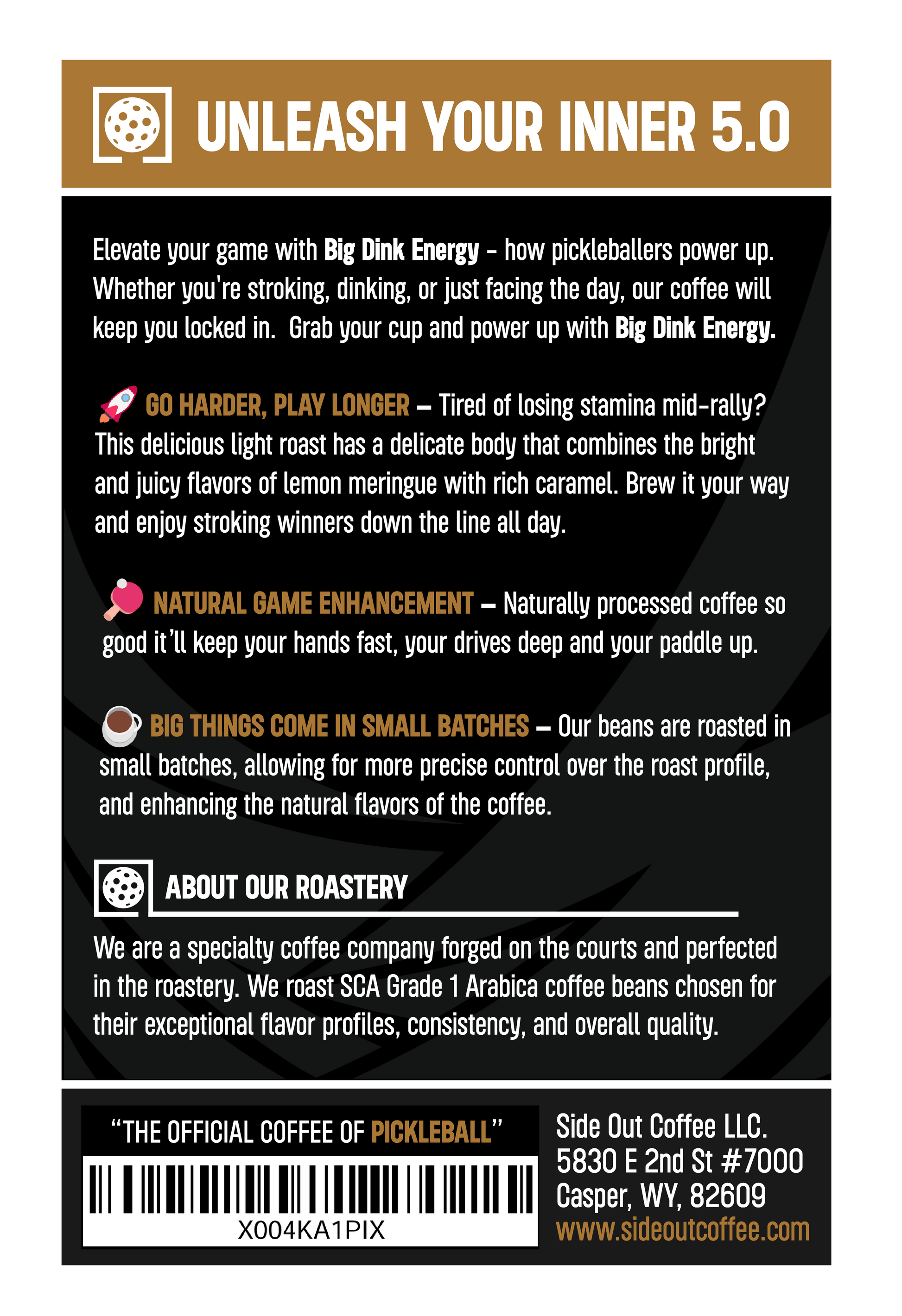 Big Dink Energy light roast coffee - Official coffee of pickleball Side Out Coffee Big Dink Energy - Smooth light roast for pickleball fans 12oz box of Big Dink Energy light roast coffee - Perfect for pickleball lovers Light roast coffee - Big Dink Energy