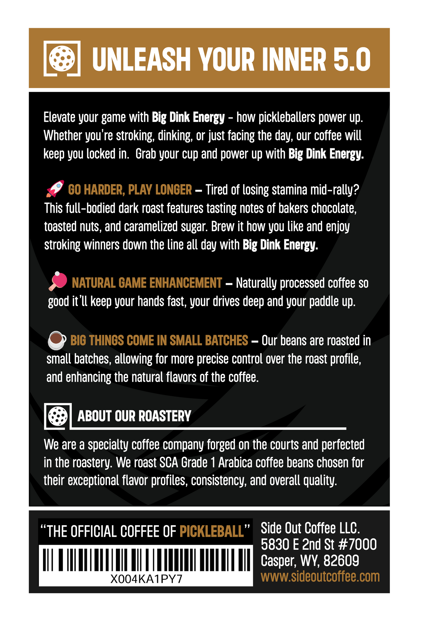 Big Dink Energy dark roast coffee - Official coffee of pickleball Side Out Coffee Big Dink Energy - Dark roast blend for pickleball fans 12oz box of Big Dink Energy dark roast - Bold coffee for pickleball lovers Dark roast coffee - Big Dink Energy from Si