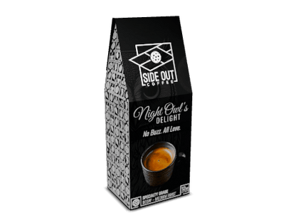 Night Owl's Delight sugar cane decaf coffee - Ultra-premium medium roast Side Out Coffee Night Owl's Delight - Decaf blend with no buzz, just love 12oz box of Night Owl's Delight decaf - Smooth sugar cane decaf coffee Decaf coffee - Night Owl's Delight su